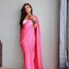 Pink Bandhej Printed Ready to wear Saree