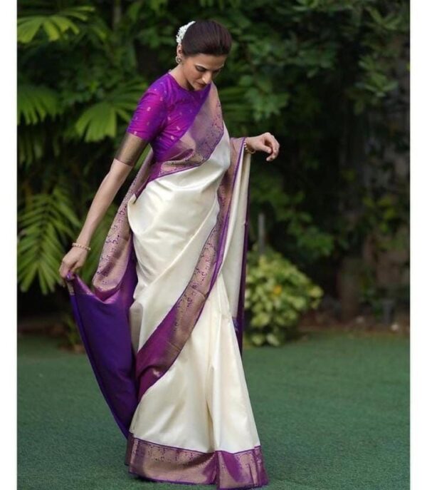 Traditional Wedding White Silk Saree