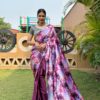 Floral Printed Purple Ready to wear Saree