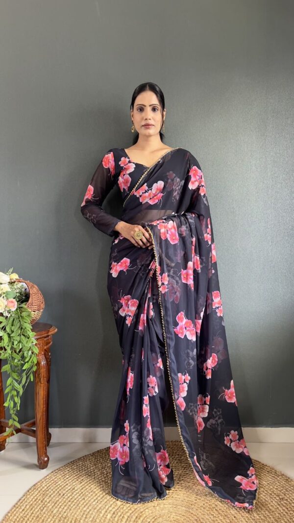 Black Georgette Ready to Wear Saree