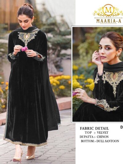 Velvet Black Eid Semi Stitched Pakistani Dress