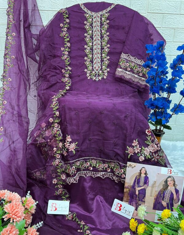 Wedding Purple Semi Stitched Pakistani Suits