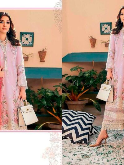 Women's Pink Semi Stitched Pakistani Suits