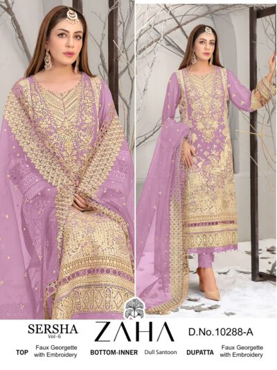 Wedding Georgette Purple Pakistani Dress