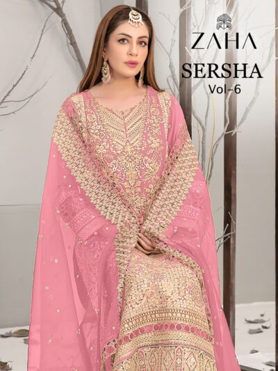 Georgette Pink Semi Stitched Pakistani Dress