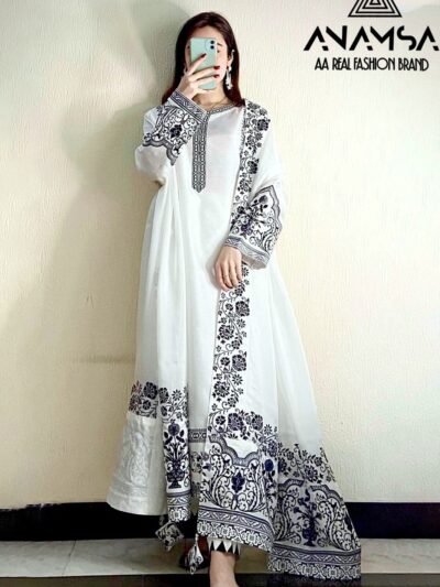 Fancy Women's White Pakistani Dress