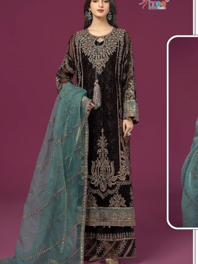 Black Eid Semi Stitched Pakistani Dress