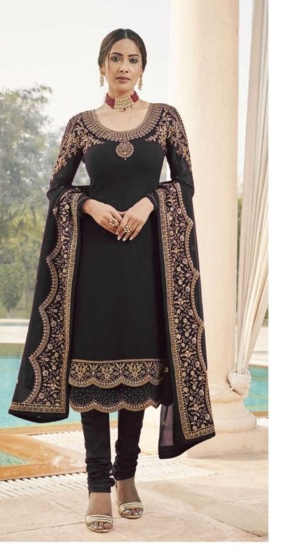 Wedding Neck Work Black Pakistani Dress