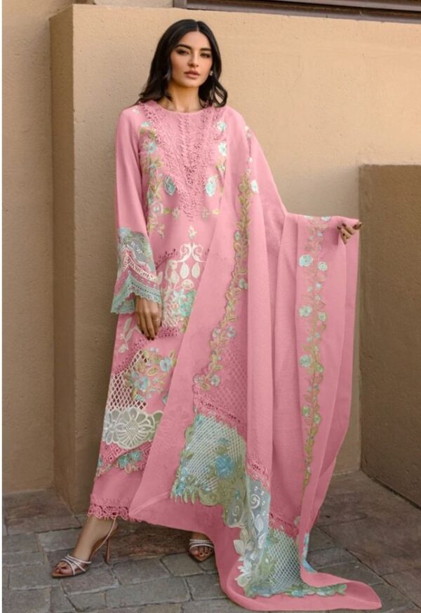 Floral Printed Pink Cotton Pakistani Dress