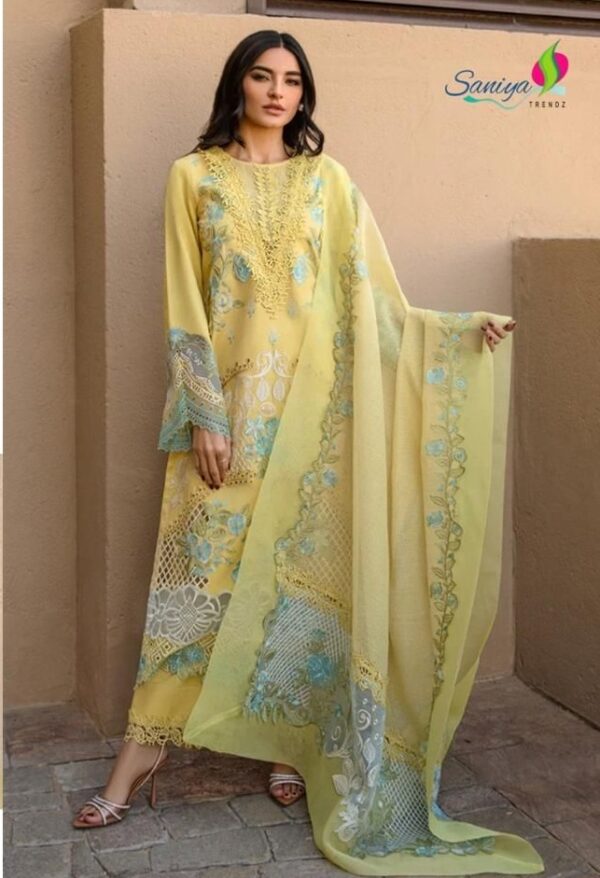 Printed With Work Yellow Pakistani Dress