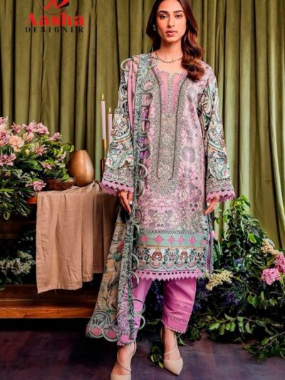 Designer Cotton Blend Pink Pakistani Dress