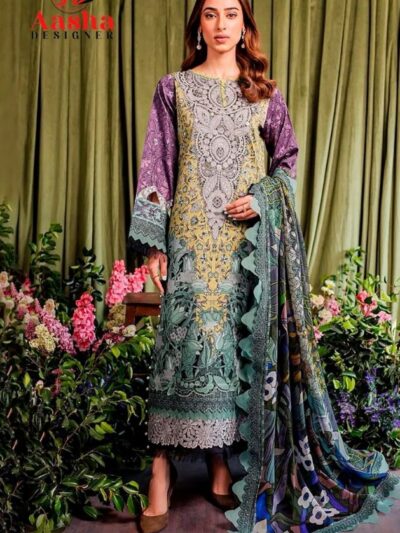 Designer Printed with work Pakistani Dress