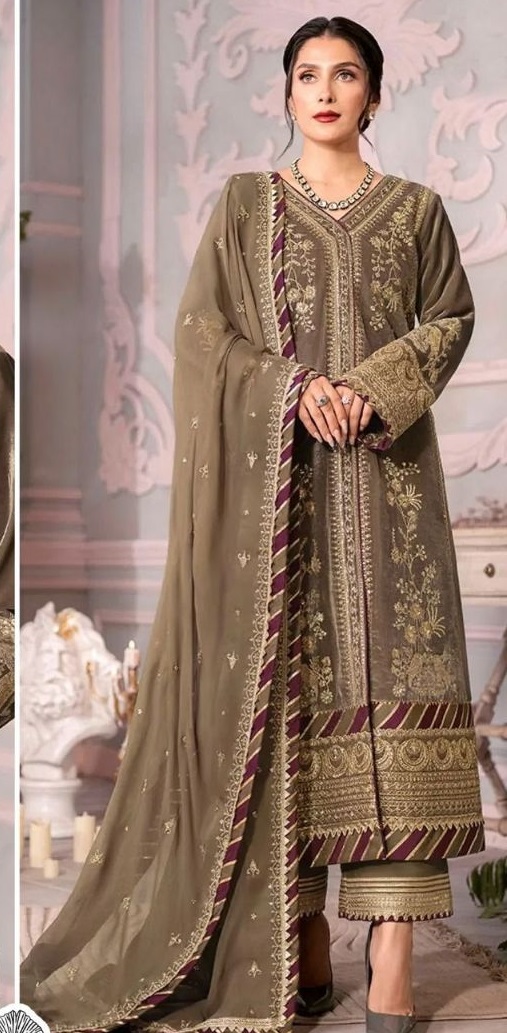 Wedding Brown Georgette Pakistani Dress