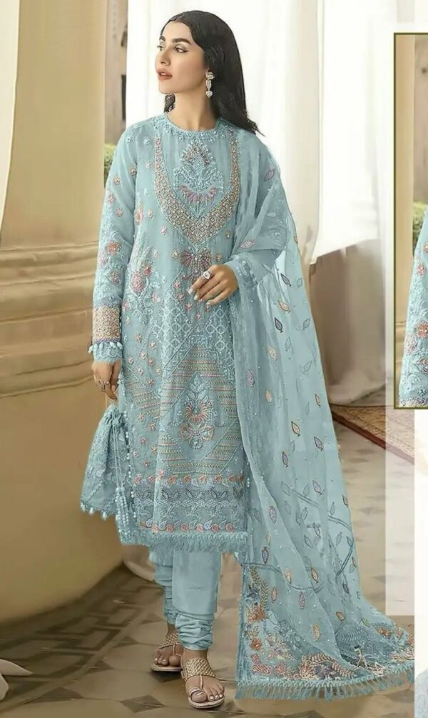 Wedding Georgette Sky Blue Pakistani Suits