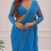 Bandhani Design Blue Ready to Wear Saree