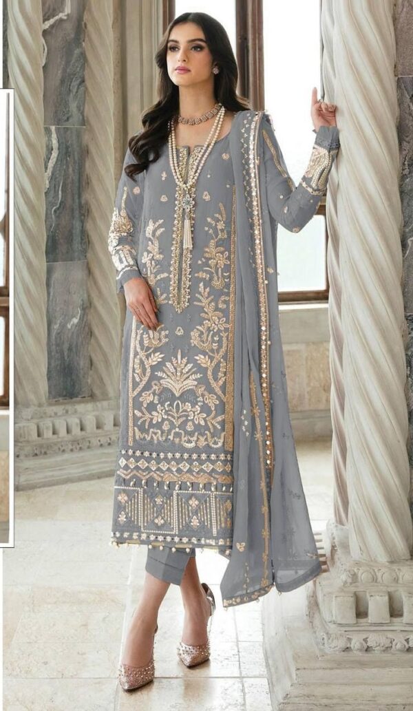 Party Wedding Wear Grey Pakistani Suits