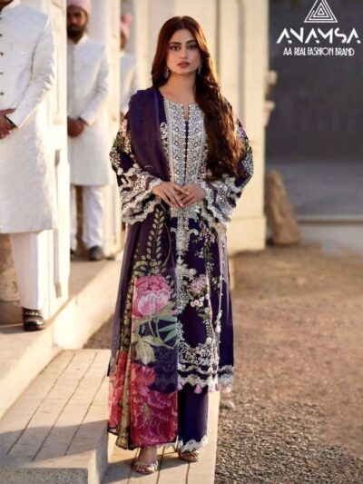 Stylish Semi Stitched Blue Pakistani Suits