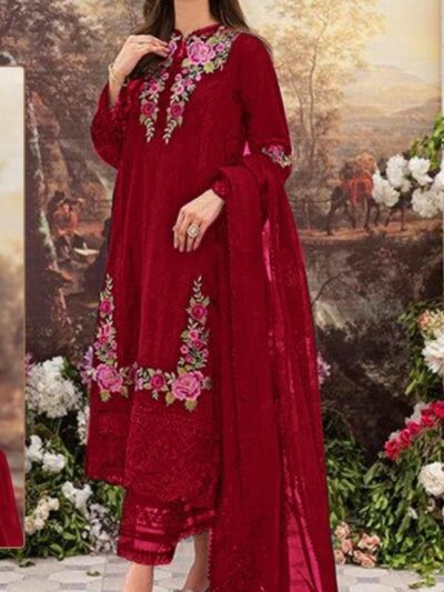 Floral Work Georgette Black Pakistani Suits