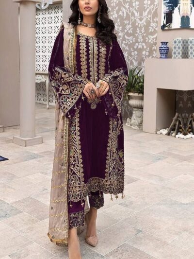 Women's Georgette Purple Pakistani Suits