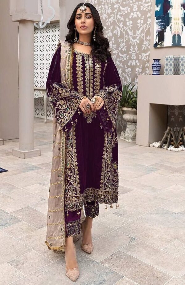 Women's Georgette Purple Pakistani Suits