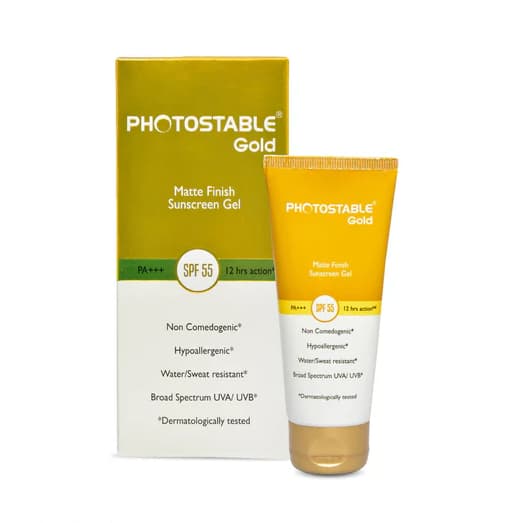 Photostable Gold Matte Finish Sunscreen Gel