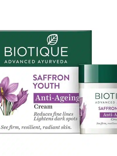 Biotique Saffron Youth Anti-Ageing Cream Reduces Fine Lines Lighten Dark Spots 50 gm