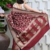 Maroon Banarasi Kanjivaram Silk Saree for Women with Blouse Piece
