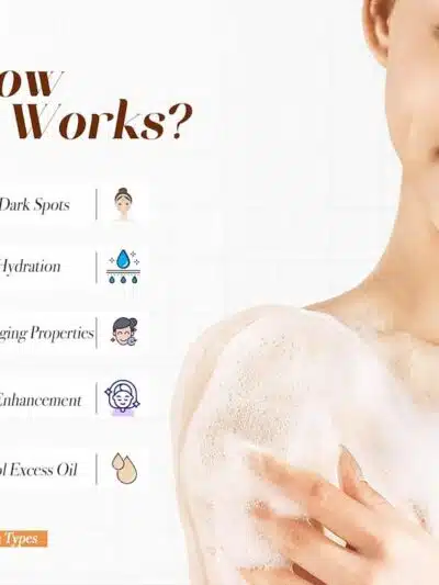 How Glutalight Skin Brightening Soap works: Fades dark spots, provides deep hydration, anti-aging properties, glow enhancement, and controls excess oil for all skin types