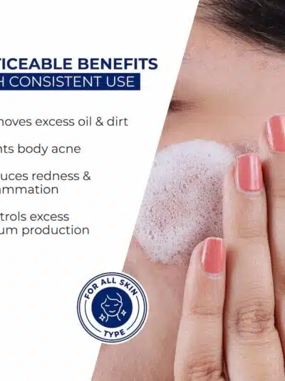 A person using Clinsol anti-acne soap on their skin to remove excess oil and dirt.