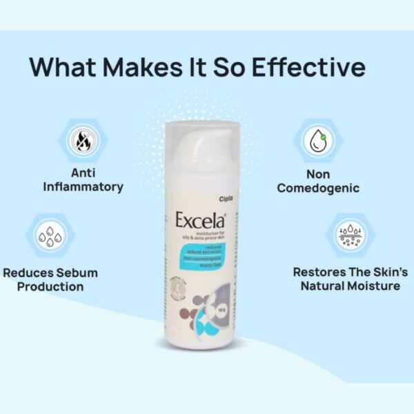 Excela Moisturizer for Oily and Acne-Prone Skin 50g | Non-Comedogenic Formula