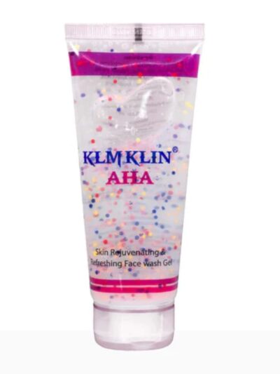 Transparent KLM Klin AHA face wash gel tube with colorful beads