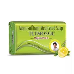 A bar of Tetmosol Medicated Soap, featuring a lemon slice and a doctor's photo on the packaging.