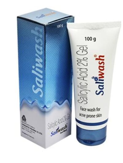 Saliwash Salicylic Acid 2% Gel in box packaging - 100g face wash for acne-prone skin