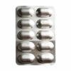 Silver blister strip of Glutaderm Plus tablets containing 10 oval-shaped tablets.