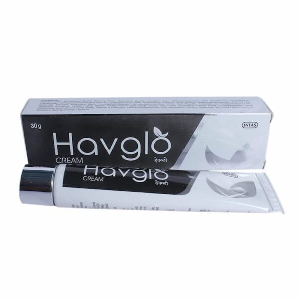 Front view of Havglo Tablets box displaying key ingredients and branding.