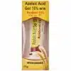 Front packaging of Aziderm 15 percent azelaic acid gel with micronised formula branding