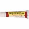 Side view of Aziderm 15 percent azelaic acid gel tube on white background