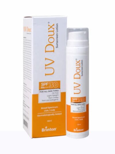 UV Doux sunscreen SPF 30 PA+++ bottle with outer box display