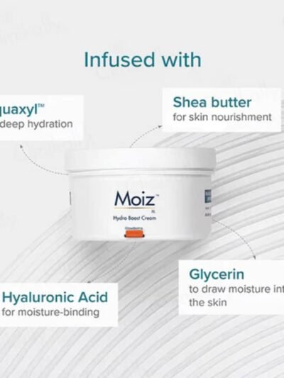 Moiz Hydro Boost Cream highlighting skin barrier repair, hydration relief, and suitability for sensitive and very dry skin