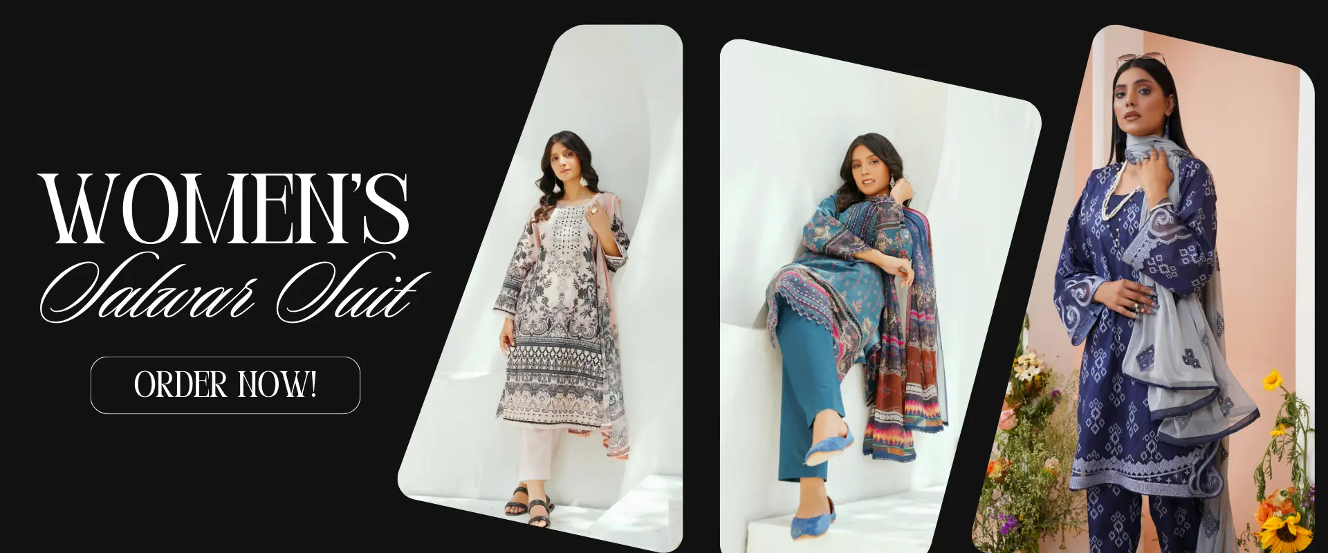 Women wearing Pakistani salwar suits showcasing ethnic clothing collection available online in UK