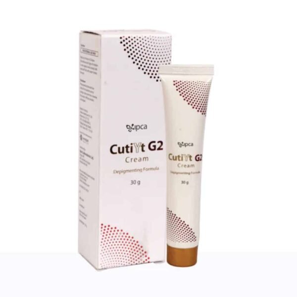 CutiYt G2 cream box and tube 30g depigmenting formula for reducing dark spots, melasma, and uneven skin tone
