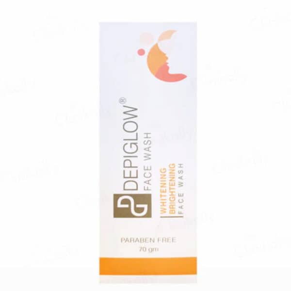 Depiglow face wash 70g for skin whitening, brightening, and gentle cleansing with paraben free formula