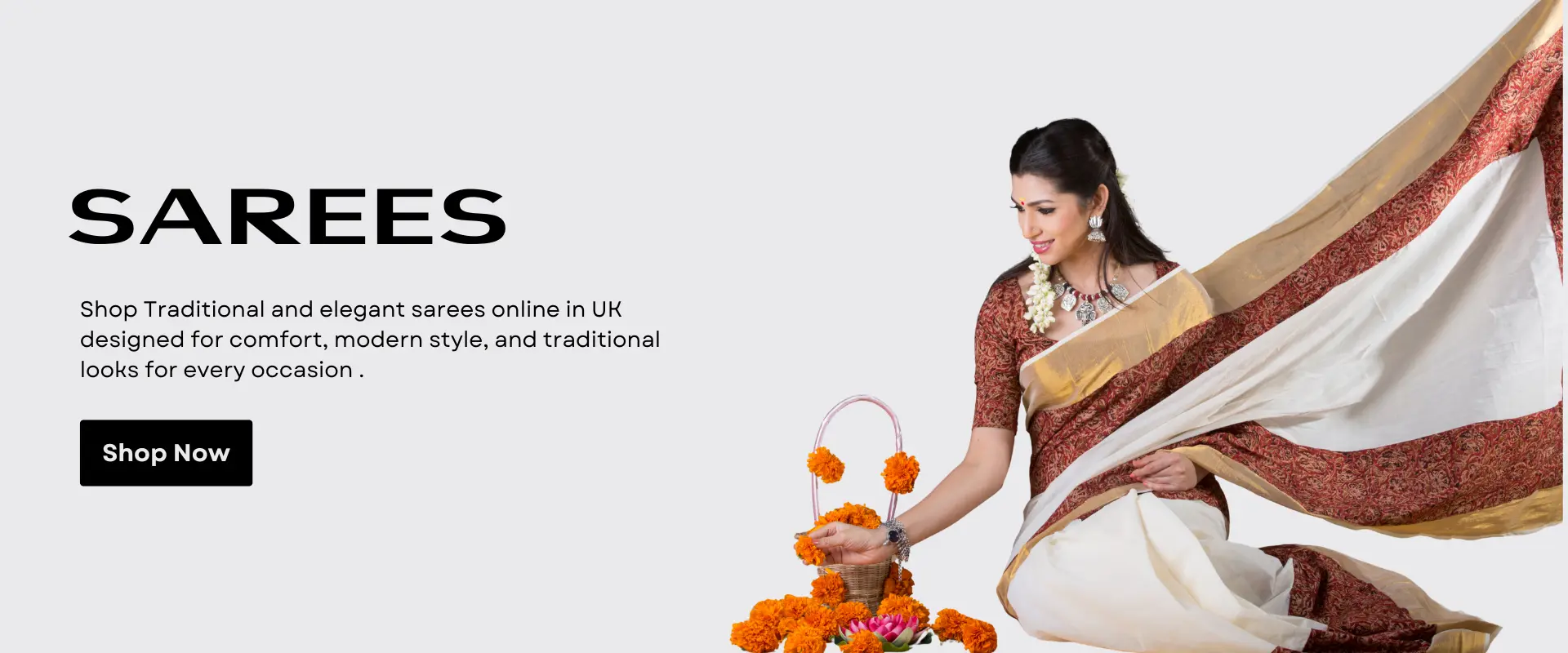 Shop sarees online in UK from StopNBuy including designer sarees party wear and traditional styles for all occasions