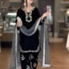 Black Pakistani Party Wear Suit Black Pakistani Suit With Embroidery Work
