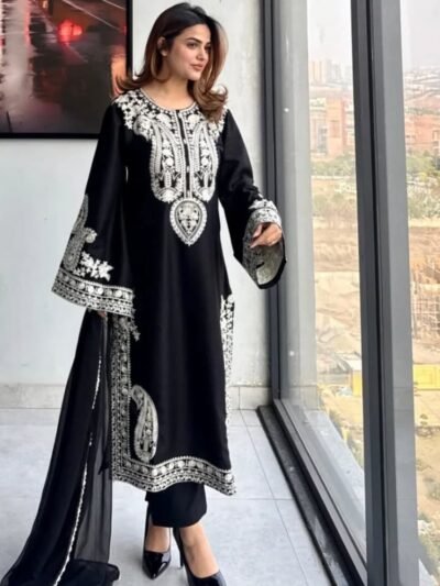 Elegant embroidered Pakistani suit with premium festive styling