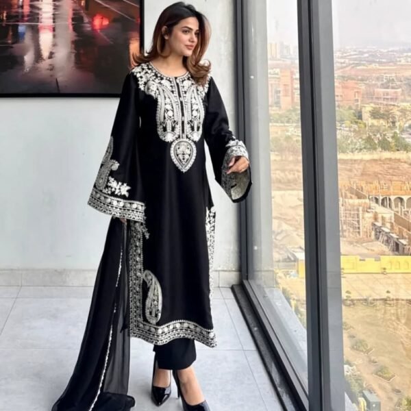 Elegant embroidered Pakistani suit with premium festive styling