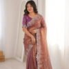 Fendy Chiffon Silk Saree (1) Elegant Fendy chiffon silk saree with embroidery work