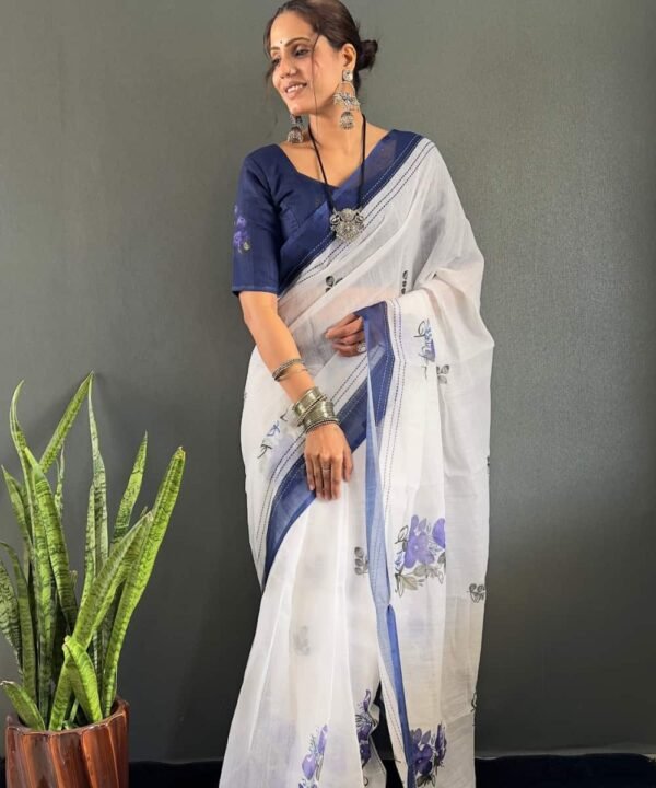 ready to wear saree with floral print design