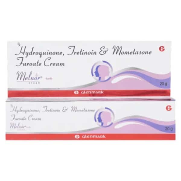 Melnor Cream 20gm with Hydroquinone, Tretinoin and Mometasone for dark brown patches and uneven skin tone
