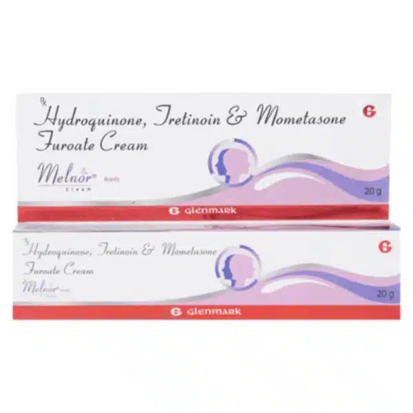 Melnor Cream 20gm with Hydroquinone, Tretinoin and Mometasone for dark brown patches and uneven skin tone